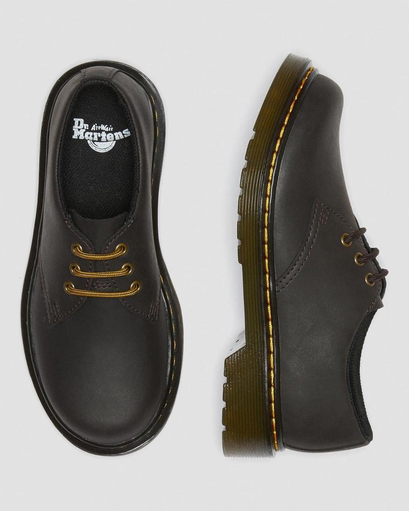 Dr Martens Junior 1461 Wildhorse Læder Sko Børn Mørkebrune | DK 726GSO